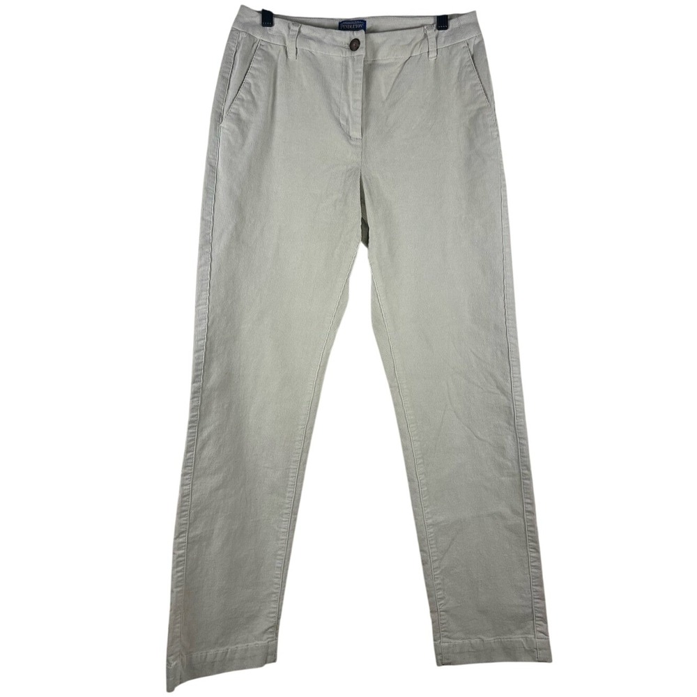 NWOT Pendleton Women's 100% Cotton Corduroy Straight Leg Pants-Ivory/Bone Size 4